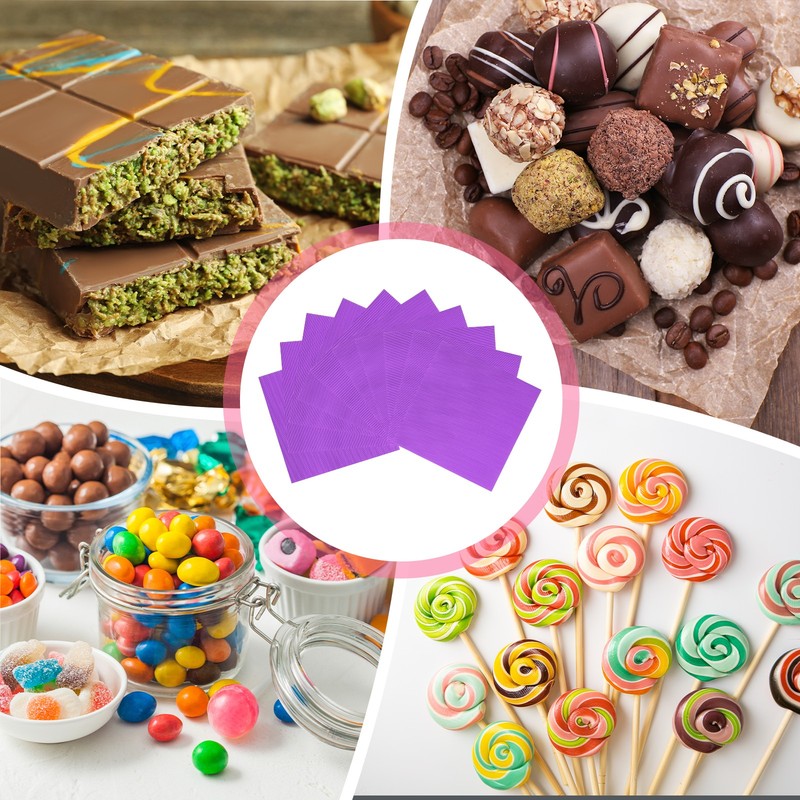 100Pcs Candy Gift Cards 4.7x4.7 Inch, Purple Chocolate Wrap gallery