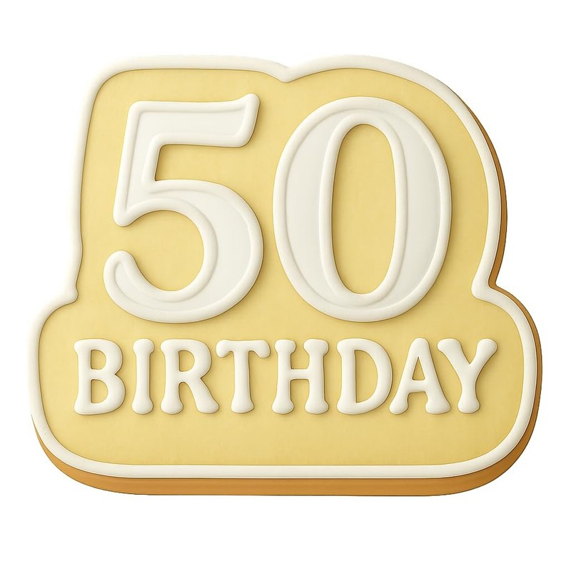 Elegant 50th Birthday Cookie Cutter & Stamp, Fondant & Clay - 4x3 gallery