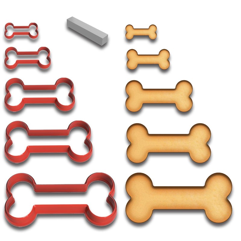Dog Bone Cookie Cutter Set – 5 Sizes (1″ to 4″), Perfect for Pet Treats & Baking