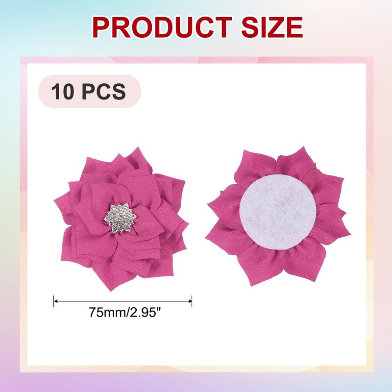 3 Inch 10 Pcs Rhinestone Pearl Chiffon Flower, Rose gallery