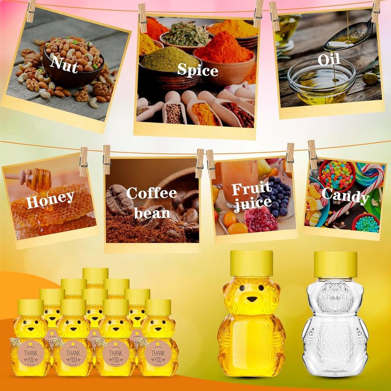 50 Pack Plastic Honey Bear Bottles Jars, 2 Oz Honey Bear Cup with Lids Mini Bear gallery