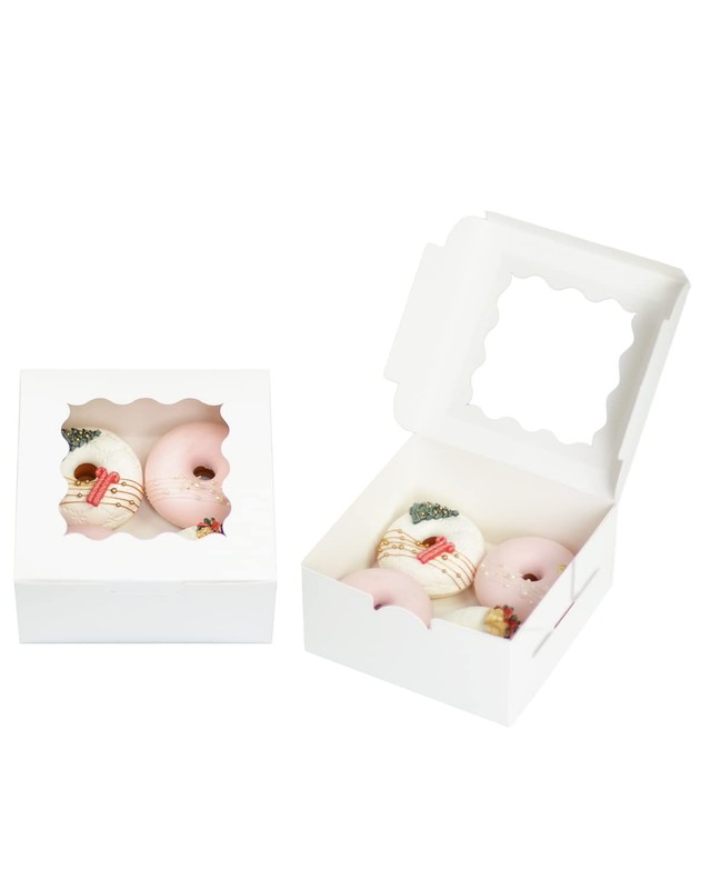 Bakepacker 100pcs White Cookie Boxes 6x6x3 inches Easy Assemble Macaroon Pastry gallery