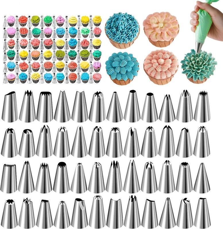 Piping Tips Set Stainless Steel Frosting Piping Kit W/ 48 Cake Decorating Tip