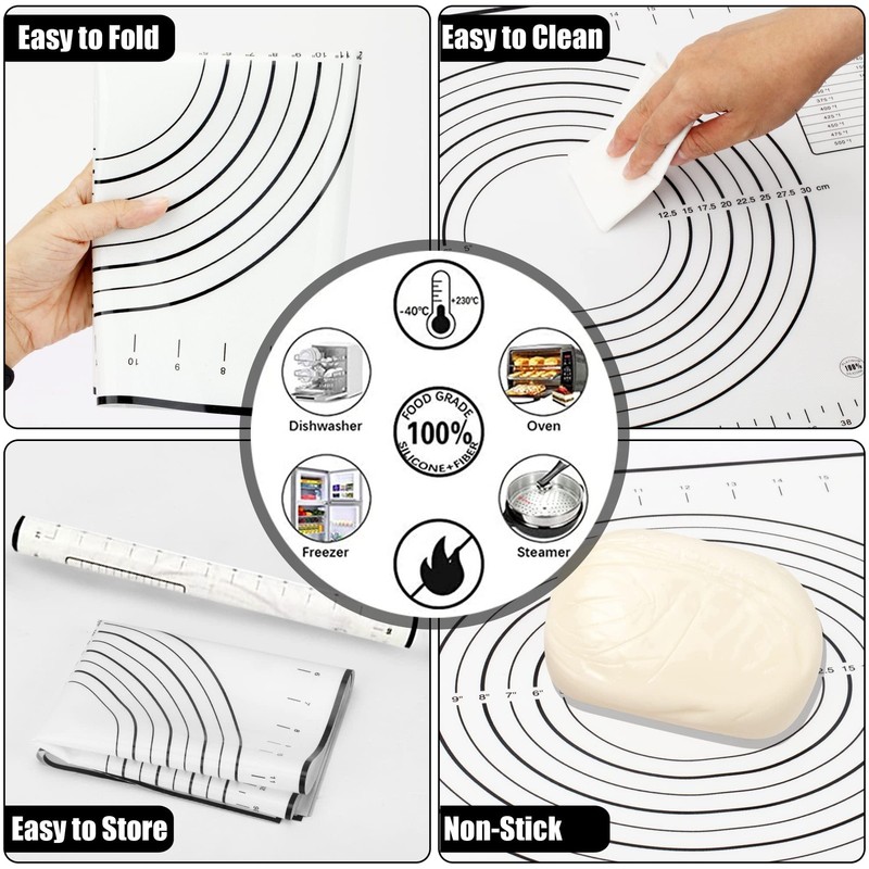 Stainless Steel Rolling Pin with Thickness Rings and Pastry Baking Mat for Ba... gallery