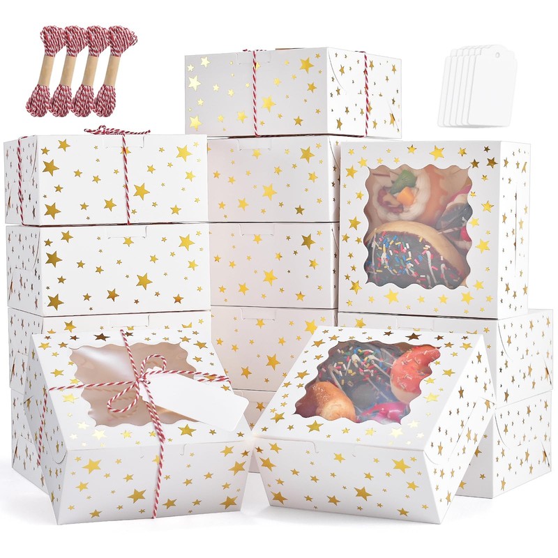 36pcs Christmas Cookie Boxes with Window，4x4x2.5in Bakery Boxes for Cookies, …