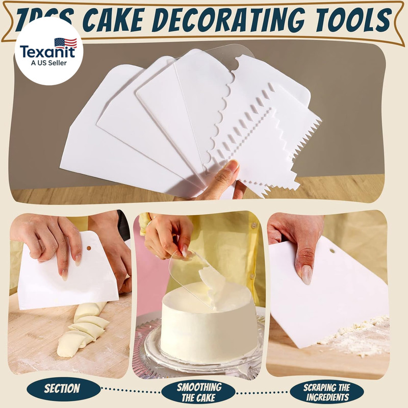 Cake Scraper Cake Smoother, 7 Pcs Dough Scraper Bowl Scraper Cake Cutter Cake Sp gallery