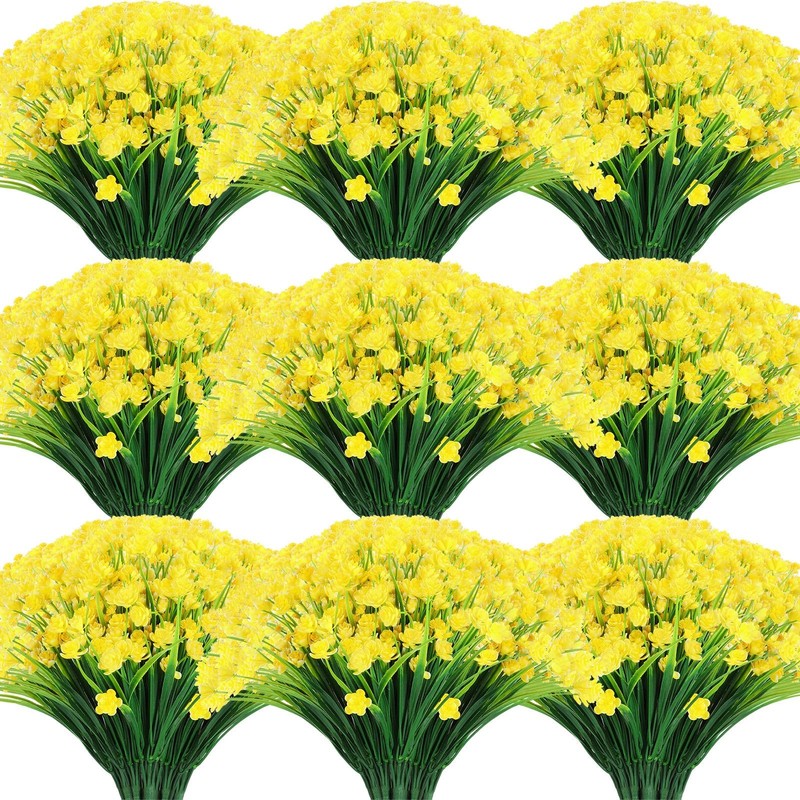 Hoteam 50 Bundles Outdoor Artificial Flowers Plants Uv Resistant Outside Fake