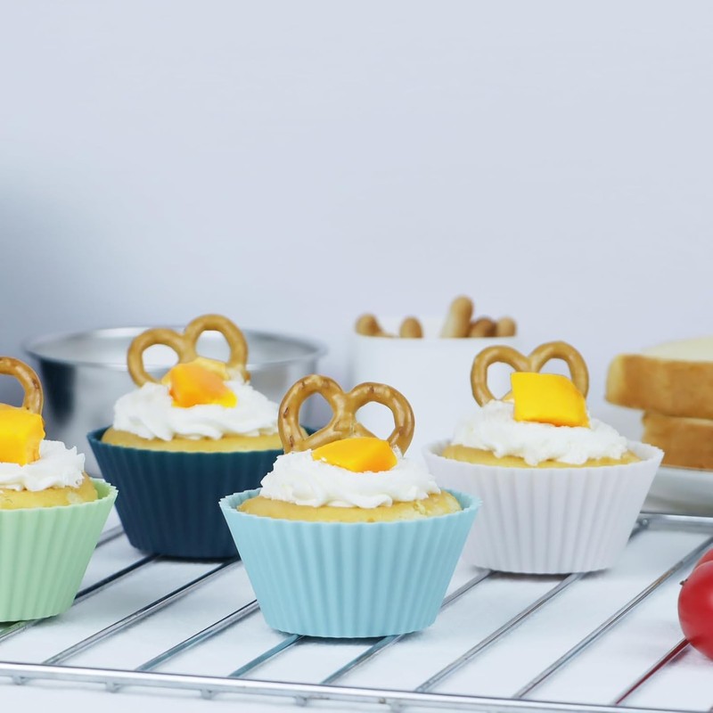Large Silicone Baking Muffin Cups, 12 Pack Reusable Cupcake Liners Jumbo Size gallery