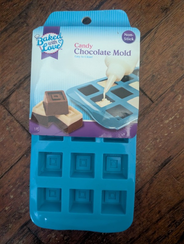 “Baked With Love” Square Chocolate Candy Mold Nonstick 15 Square Mold