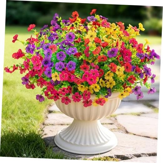 Bundles Artificial Fake Flowers Plants for 16 Mix Red Purple Yellow Fuchsia