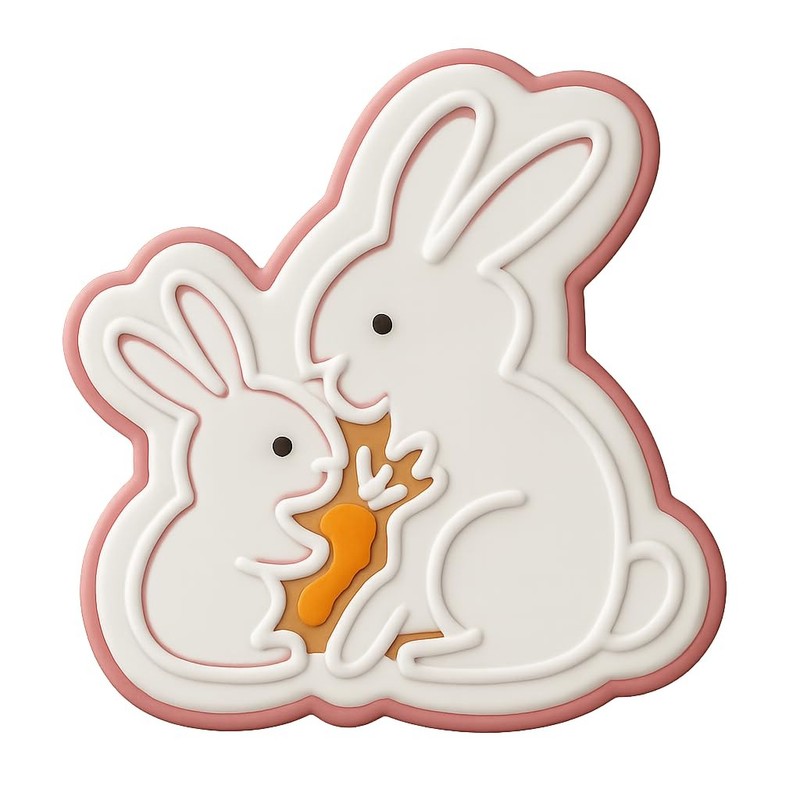 Mom and Bunnies with Carrot Cookie Cutter & Stamp - 4x3.7 Fun Kitchen Baking gallery