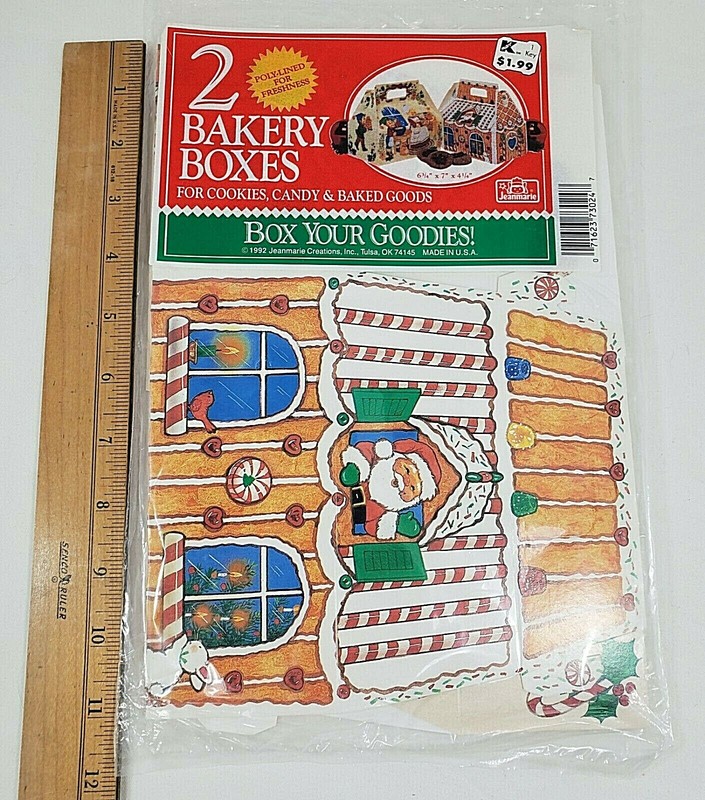 3 NOS Joanmarie Creations Bakery Boxes Christmas Goodies - 6.75" x 7" x 4.25" gallery