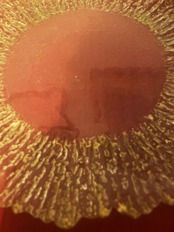 Textured Metalic Gold Glass Scalloped Cake Plate 13" gallery
