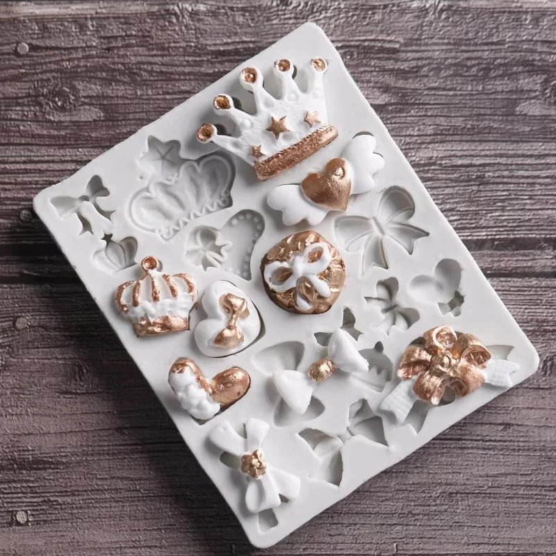 1/2Pcs Crown Bowknot Shape Cake Silicone Mold Chocolate Pastry Candy Decoration gallery