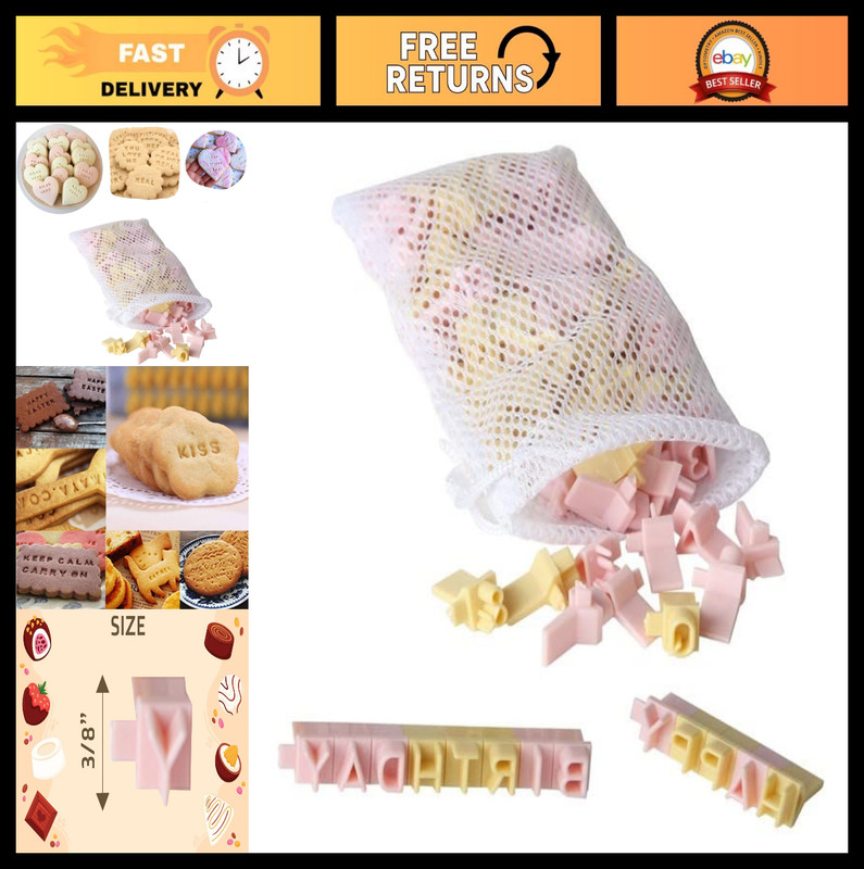 DIY Cookie & Cake Decorating Stamps – 96-Piece Alphabet, Numbers & Symbols Set w