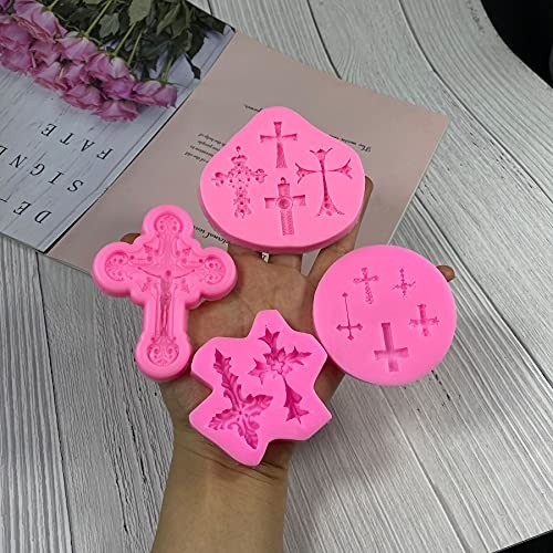 4 Pcs Small Chocolate Molds Baptism Cake Decorations Cross Cake Candy gallery