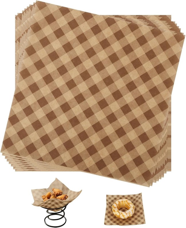 100pcs Waxed Deli Paper Sheets, 7.1×7.1 in Greaseproof Food Basket Liners