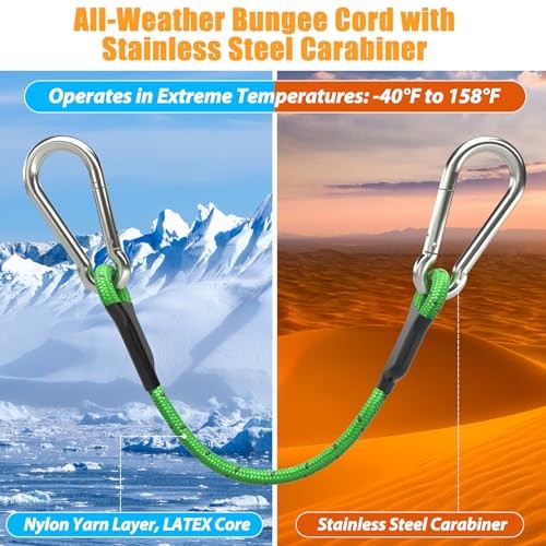 24 Inch Bungee Cords with Stainless Steel Carabiner, Heavy Duty 24inch Red gallery