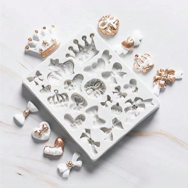 1/2Pcs Crown Bowknot Shape Cake Silicone Mold Chocolate Pastry Candy Decoration gallery