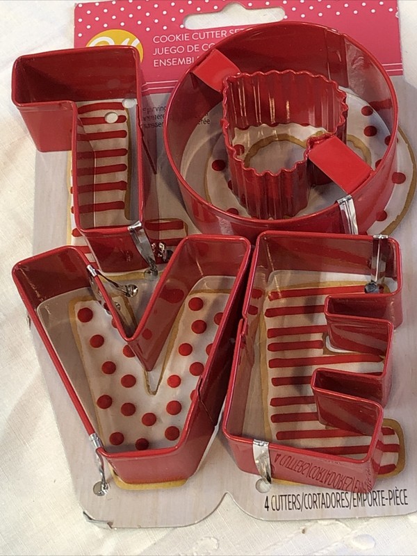 Wilton Cookie Cutter “Love” Red Metal Letters Set Novelty Valentine’s Day BN gallery