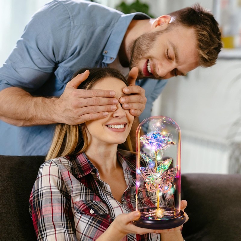 Pusuny Mothers Day Flowers Gifts For Mom Women Birthday Gift Galaxy Glass Rose gallery
