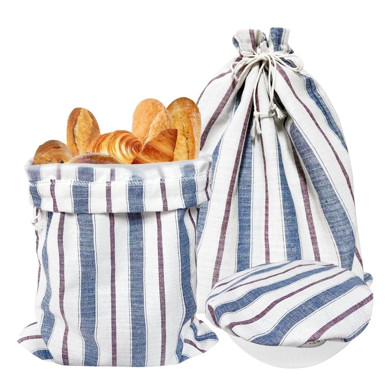 3Pack Reusable Bread Bags for Homemade Sourdough and Proofing Bowl Cover, Kee...