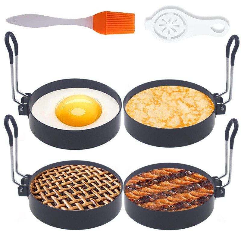 Upgrade 4 Large Egg Rings Set, 4 Packs Stainless Steel Round Egg Maker Mold, …
