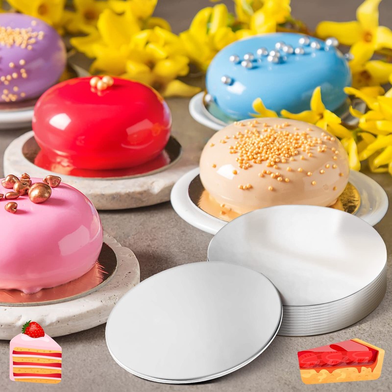 Cake Boards Round 4 Inch 50 Pieces Mini Pastry Circle Base Boards Disposable ... gallery