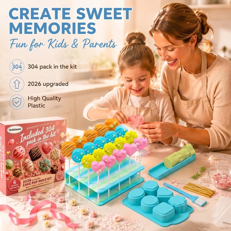 6 Shapes Cake Pop Mold Set with 7.88 Inch Tray, Cake Pop Cutter Kit with Cake... gallery
