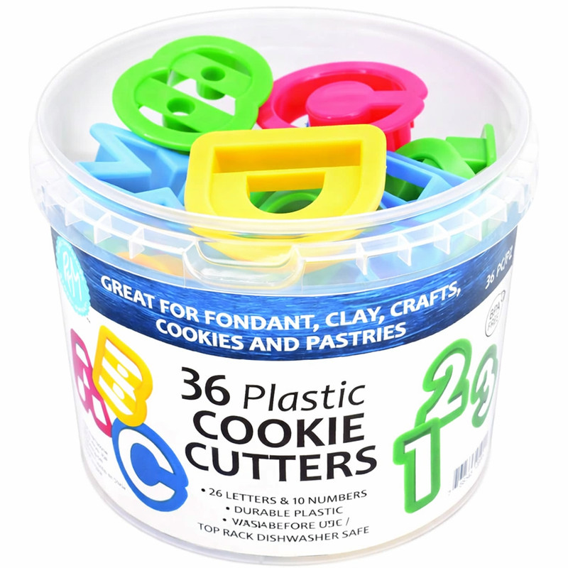 R&M International Alphabet & Number Cookie Cutters 36-Piece Set 1.5” Plastic Let