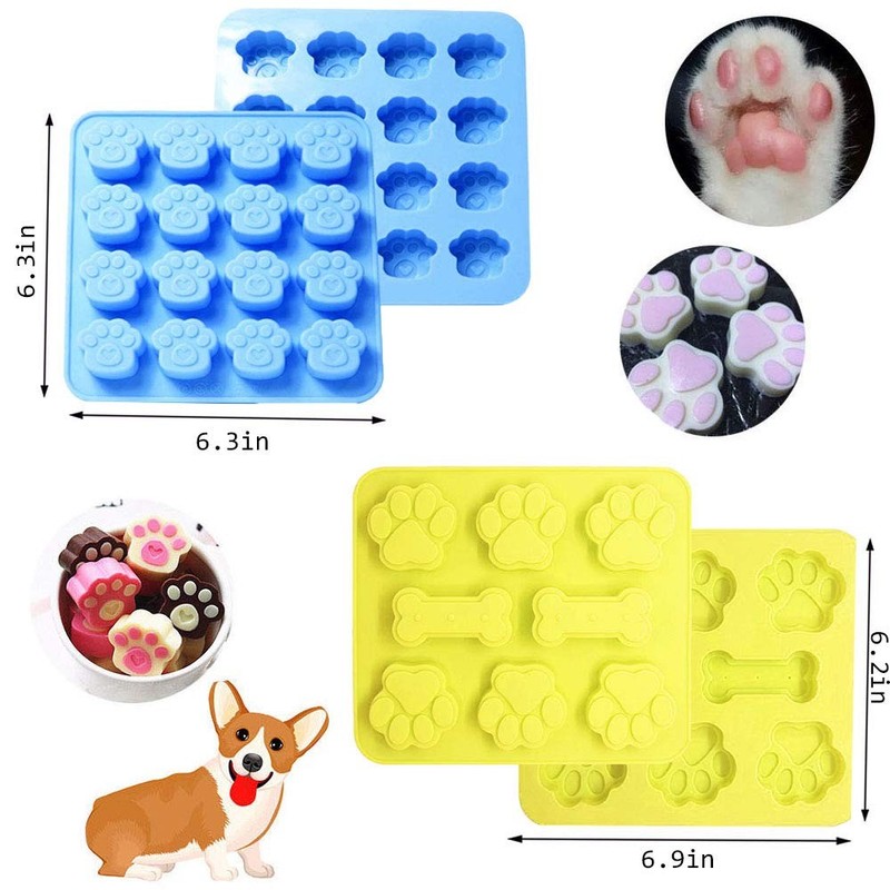 7 Pack Dog Treat Molds, Puppy Paw and Bone Molds, Non-stick Dog Ice Molds Tra... gallery