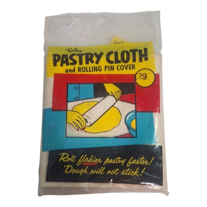 ​Vintage Foley Pastry Cloth Kit with Rolling Pin Cover Non Stick Dough Baking
