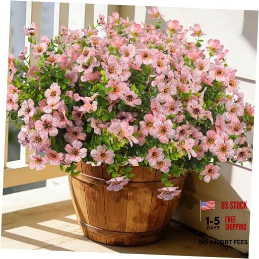 Grunyia 20 Bundles Artificial Flowers for Outdoors, UV Resistant Fake Pink