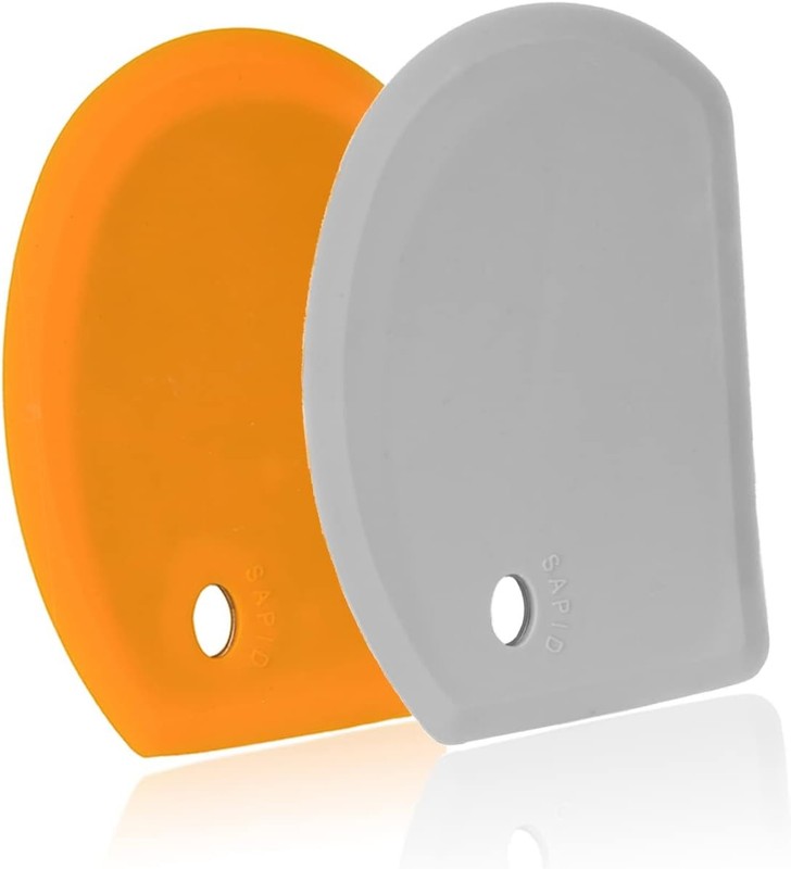 Silicone Dough Scraper with Stainl Steel Sheet, Curved Ed Flexible