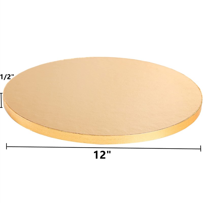 8-Pack Cake Board Drum 12 Inch, 1/2" Thick Gold Foil Round Cake Circles, Stur... gallery