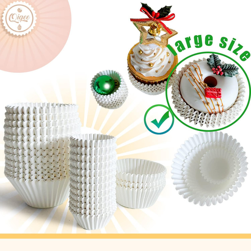 300 Count Jumbo Cupcake Liners White Muffin Liners Food Grade Baking Cups Paper gallery