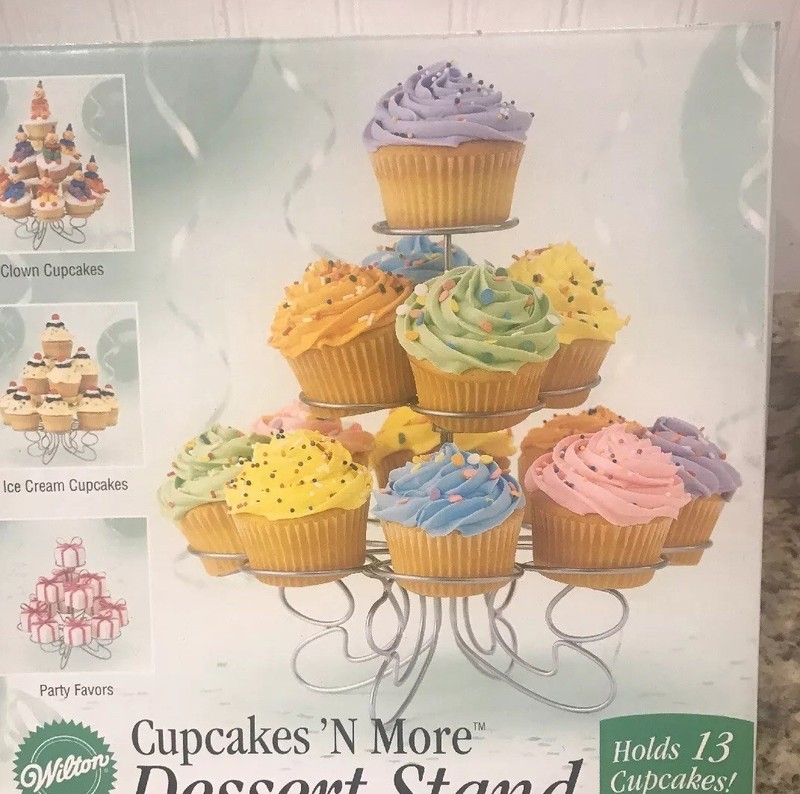 Wilton CUPCAKES ‘N MORE DESSERT METAL STAND Holds 13 Cupcakes, Other Treats