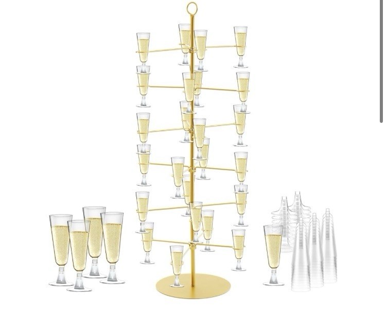WHITE Champagne Tower,Metal Cocktail Tree Stand Weddings 6 Tier – NEW! (4)