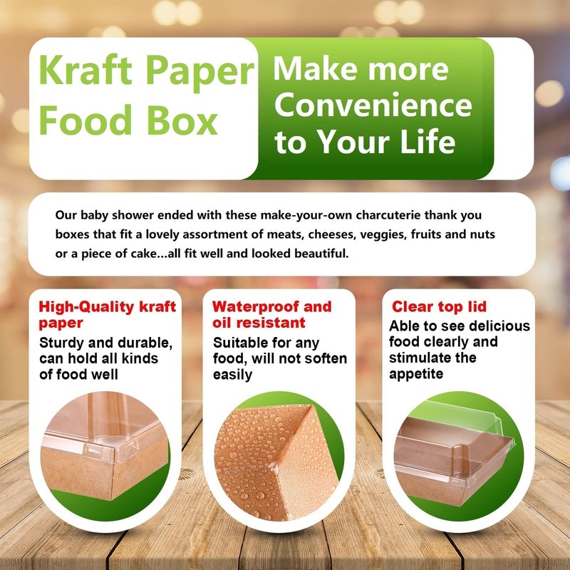 200 Pcs Charcuterie Boxes with Clear Lids, 100 Brown Disposable Food Containe... gallery