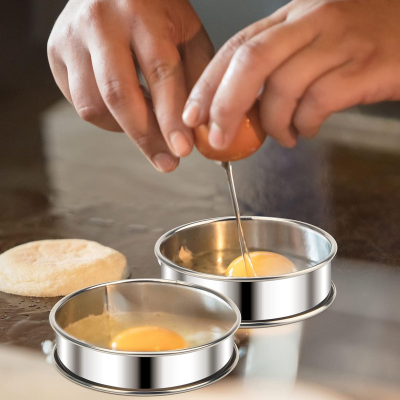 6 Pieces English Muffin Rings, 3.15 Inch Stainless Steel Crumpet Ring Double ... gallery