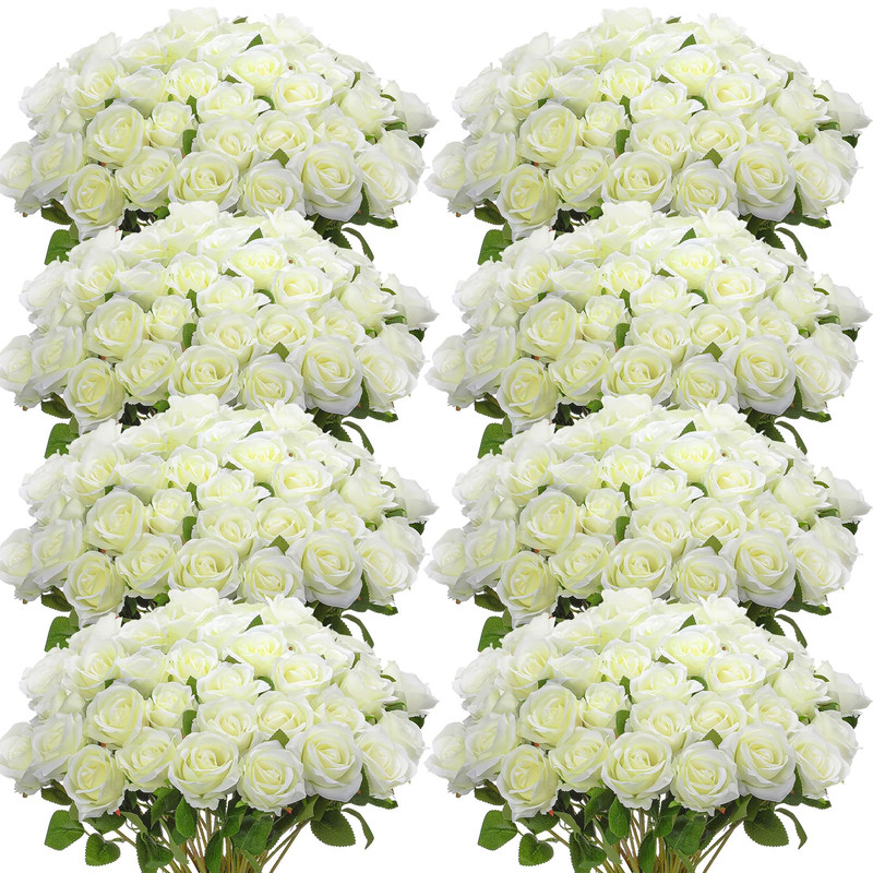 Hotop 120 Pcs Roses Artificial Flowers In Bulklong Stem Artificial Flower