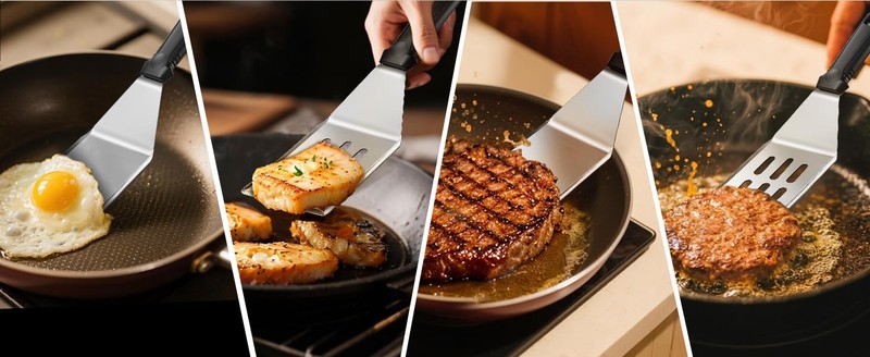 11.8-in 18/0 Stainl Steel Spatulas, Silicone Non-slip Handle, Brushed gallery