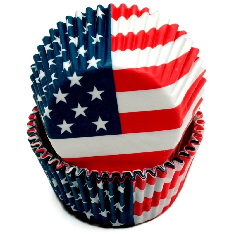 Chef Craft USA Flag-Patterned Paper Baking Cups, 50 Count Cupcake Liners