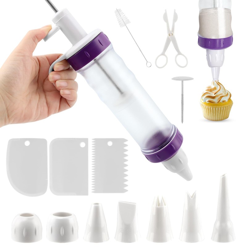 Donut Filler Injector, Cupcake Tool Piping Kit, with 7 Icing S, White