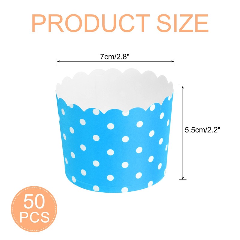 50pcs Cupcake Wrappers for Wedding(Blue, Polka Dots & Stripe) gallery