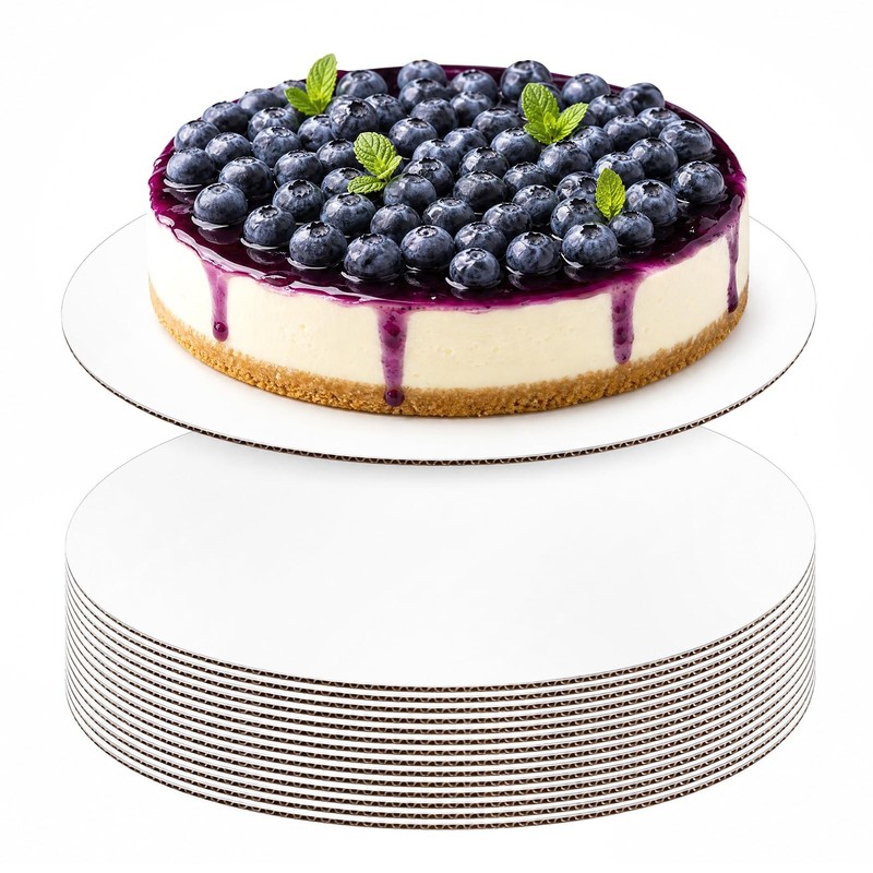 15 Pack 12 Inch Round Cake Boards, Disposable Corrugated White Cake Cardboard…
