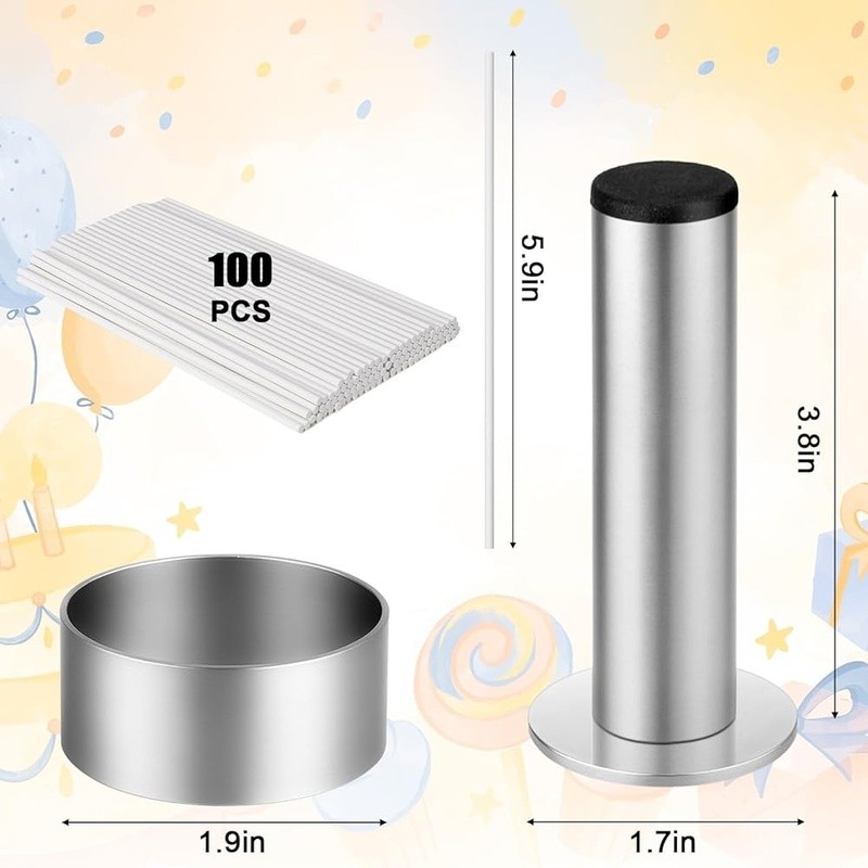 Stainless Steel Cake Pop Mold Cutter Non-Stick Baking Tool W/ Pusher BPA-Free US gallery