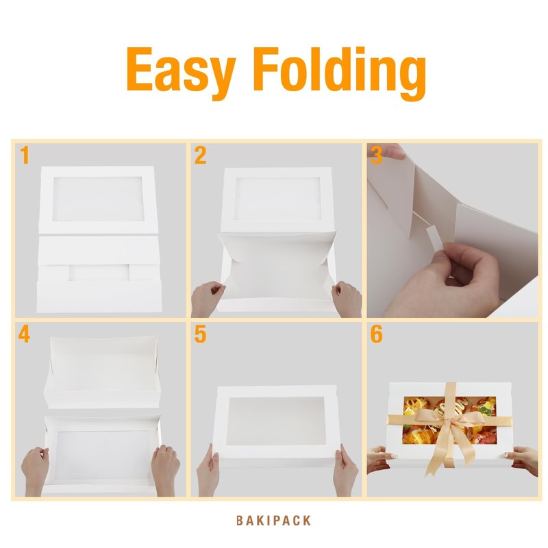 White Bakery Catering Boxes Window Baked Goods Sandwich 14x9x3.5 In 10 PCS gallery