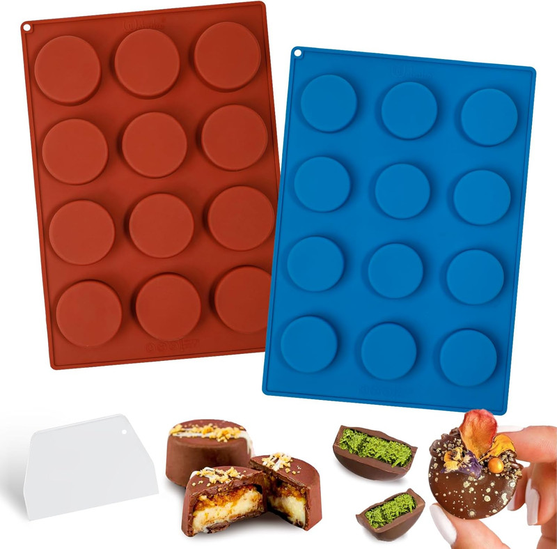 Mini Size Cake Puck Mold Set, Silicone Flat Cake Pop Molds 1.75″ X 0.75″, BPA Fr