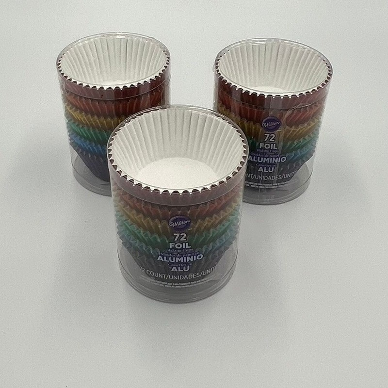 Wilton Foil Baking Cups Unisex OS Rainbow Brand New 3-Pack 216ct Standard Liners gallery